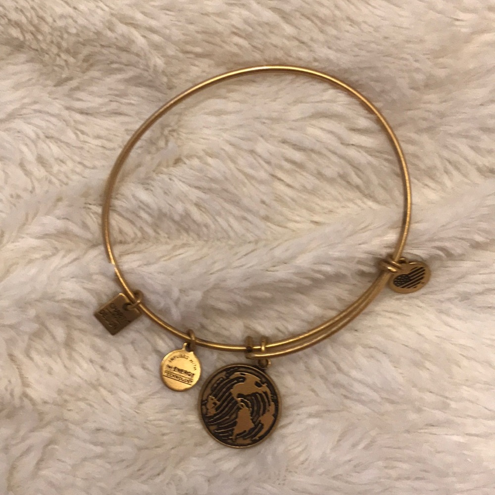 Alex and Ani gold world charm bracelet